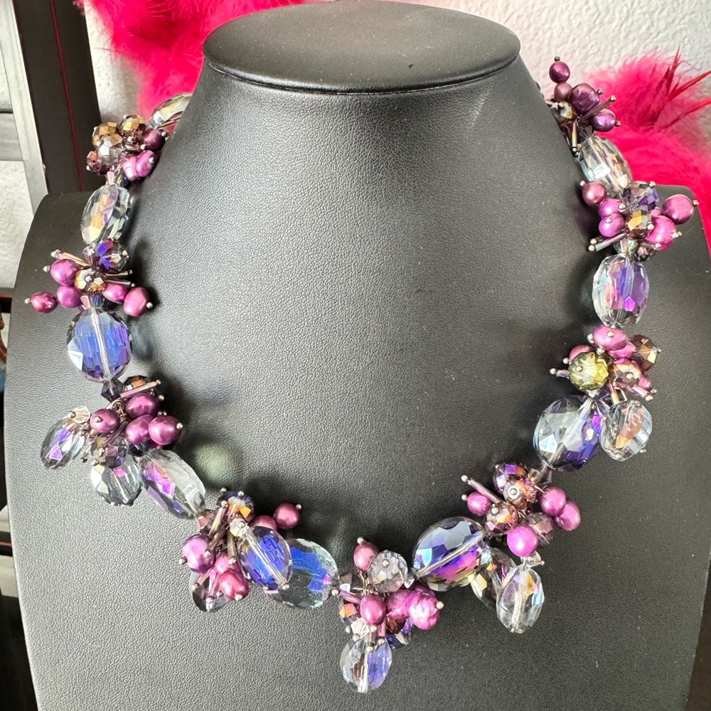 Artisan Purple Grape Crystal Necklace